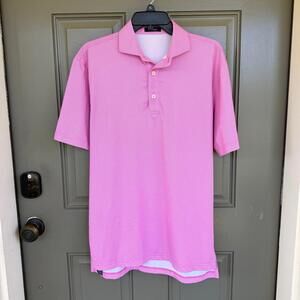 Turtleson Pink Performance Golf Polo Shirt Men's Small Micro-Diamond Pattern